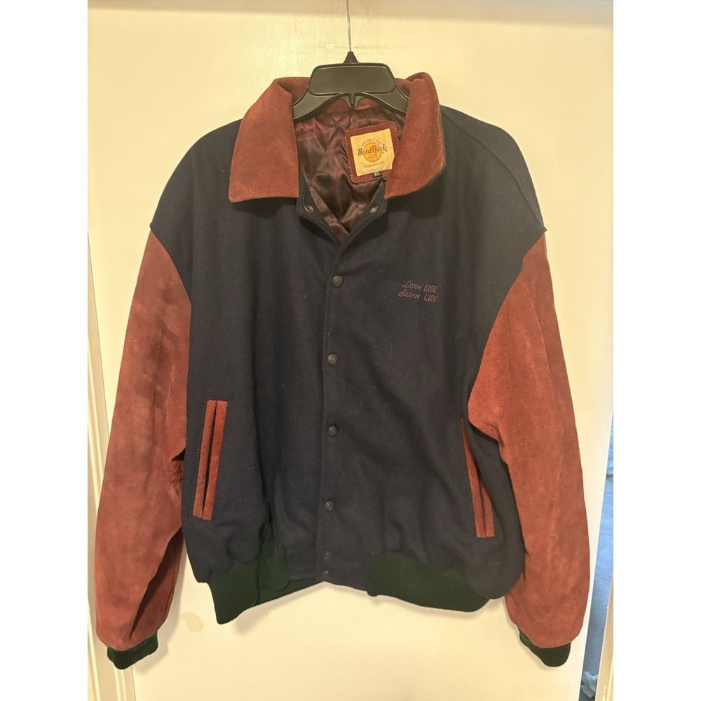 VINTAGE Hard Rock Cafe XL Love All Serve Varsity Jacket Letterman